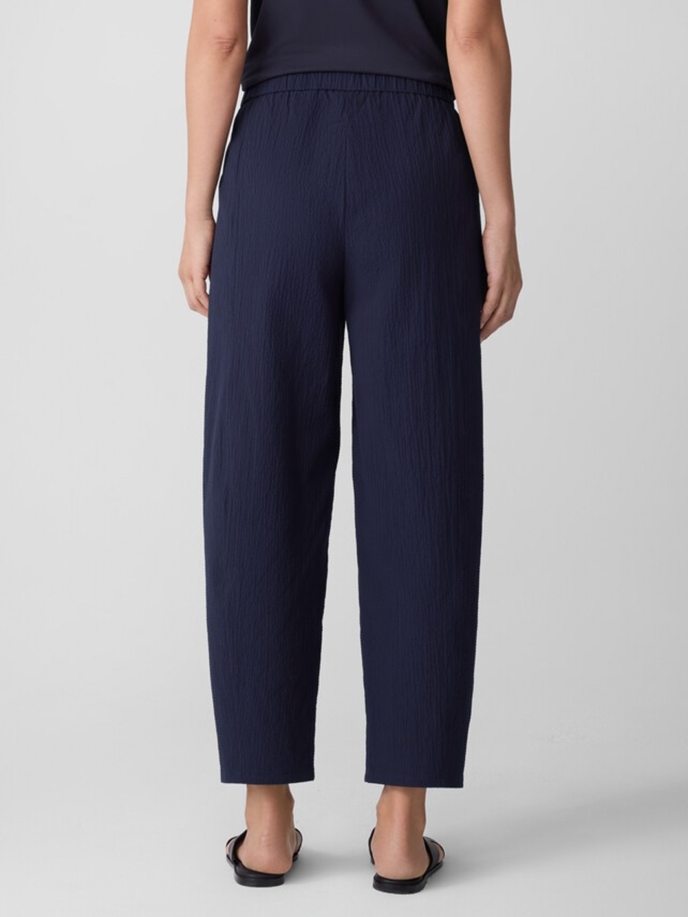 EILEEN FISHER Organic Cotton Pucker Lantern ankle Pant Nocturne navy XXS - Picture 3 of 4